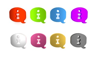 Poster - Colorful Information icon isolated on white background. Minimalism concept. 3D render illustration