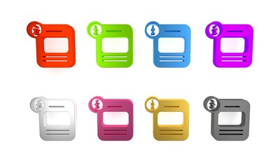 Poster - Colorful Information icon isolated on white background. Minimalism concept. 3D render illustration