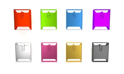 Poster - Colorful Envelope icon isolated on white background. Received message concept. New, email incoming message, sms. Mail delivery service. Minimalism concept. 3D render illustration