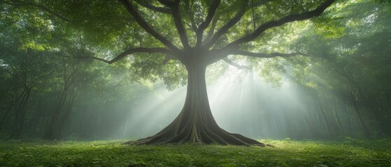 Wall Mural - a large tree with a trunk that is almost as tall as the tree
