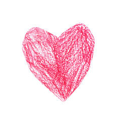 Wall Mural - pencil drawn heart isolated on white background