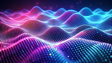 Poster - rendering 3d wave dynamic background dots green futuristic flow technology abstract datum innovation