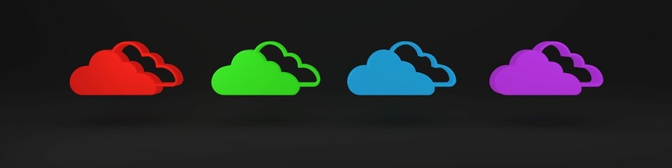 Poster - colorful cloud icon isolated on black background. minimalism concept. 3d render illustration