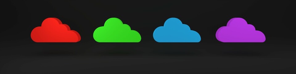 Poster - colorful cloud icon isolated on black background. minimalism concept. 3d render illustration