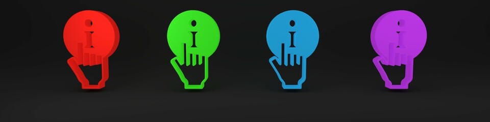 Poster - Colorful Information icon isolated on black background. Minimalism concept. 3D render illustration