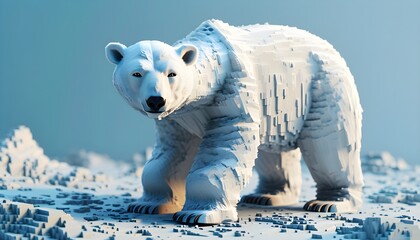 Wall Mural - Pixelated Polar Bear in Light Blue: Emblem of Data Visualization and Analysis in Polaris Python Package