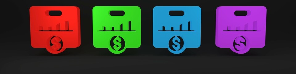 Poster - Colorful KPI - Key performance indicator icon isolated on black background. Minimalism concept. 3D render illustration