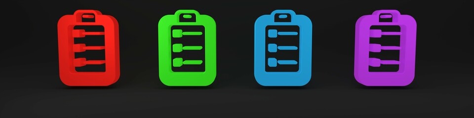 Poster - colorful to do list or planning icon isolated on black background. minimalism concept. 3d render ill