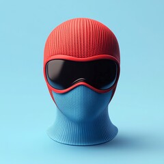 Wall Mural - 3D Icon: Warm Mask for Skiing in Cold Weather Illustration Logo