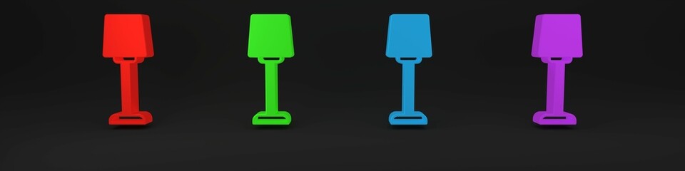 Poster - Colorful Table lamp icon isolated on black background. Minimalism concept. 3D render illustration