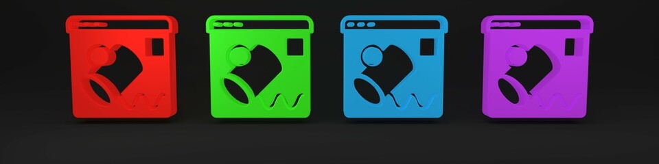 Poster - Colorful Data visualisation icon isolated on black background. Minimalism concept. 3D render illustration