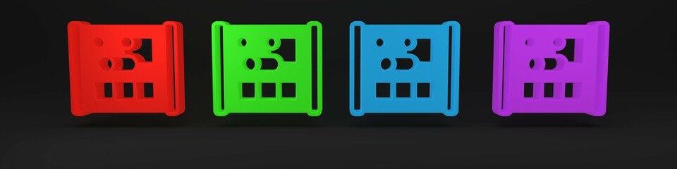Poster - Colorful Graphing paper for engineering icon isolated on black background. Minimalism concept. 3D render illustration