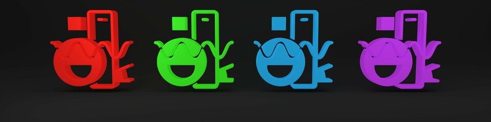 Poster - Colorful Basic geometric shapes icon isolated on black background. Minimalism concept. 3D render illustration