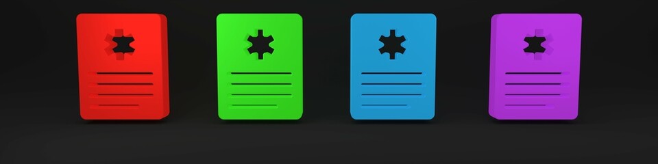 Poster - Colorful Medical clipboard with clinical record icon isolated on black background. Prescription, medical check marks report. Minimalism concept. 3D render illustration