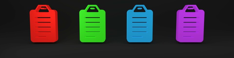 Poster - colorful to do list or planning icon isolated on black background. minimalism concept. 3d render ill