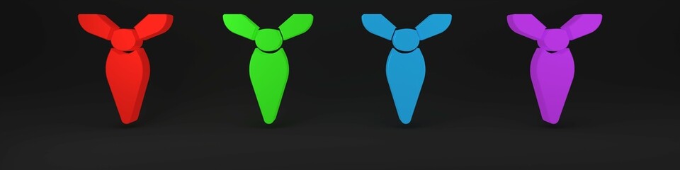 Poster - Colorful Tie icon isolated on black background. Necktie and neckcloth symbol. Minimalism concept. 3D render illustration