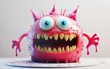 clean and beauty modern tasty happy cartoon monster cake 