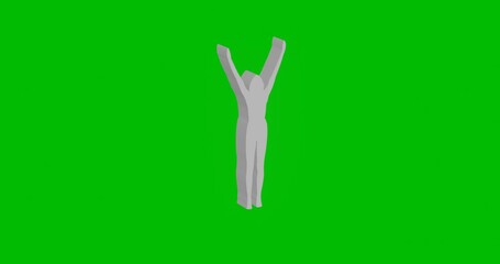 Poster - Animation of rotation of a white woman stretches symbol with shadow. Simple and complex rotation. Seamless looped 4k animation on green chroma key background