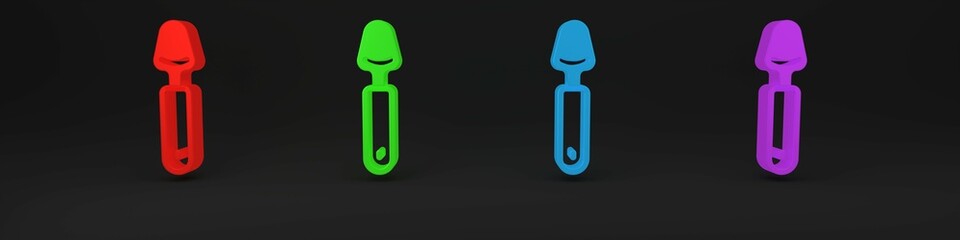Poster - colorful spoon icon isolated on black background. cooking utensil. cutlery sign. minimalism concept.