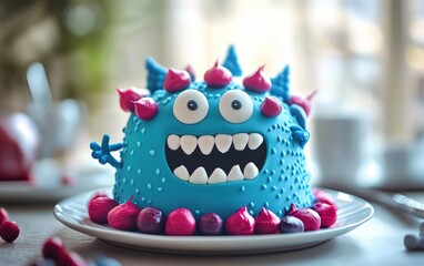 clean and beauty modern tasty happy cartoon monster cake 