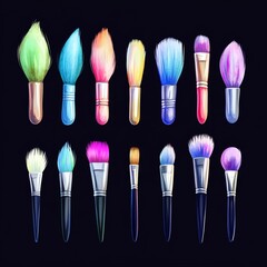 Wall Mural - 3D Icon: Set of Brushes for Watercolor Painting Illustration Logo