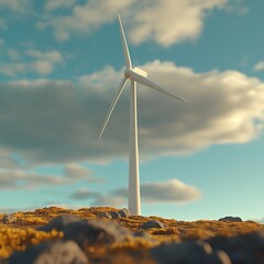 Wall Mural - 3D Icon: Collection of Wind Turbines for Energy Illustration Logo