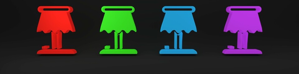 Poster - Colorful Table lamp icon isolated on black background. Minimalism concept. 3D render illustration