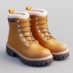 Canvas Print - 3D Icon: Insulated Boots for Cold Weather Illustration Logo