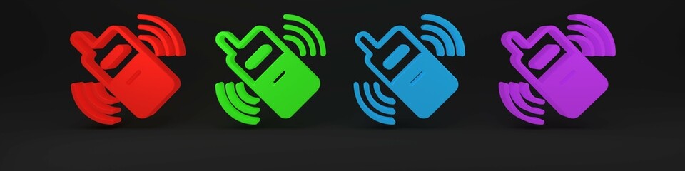 Sticker - Colorful Smartphone, mobile phone icon isolated on black background. Minimalism concept. 3D render illustration