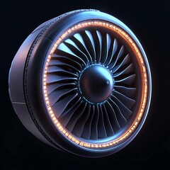 Wall Mural - 3D Icon: Powerful Engine for Aircraft Propulsion Illustration Logo