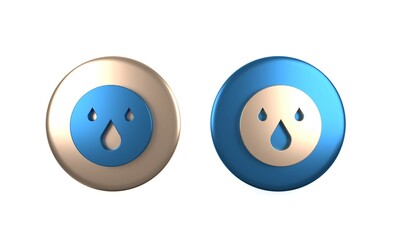 Poster - Colorful Water drop icon isolated on white background. Circle button. 3D render illustration