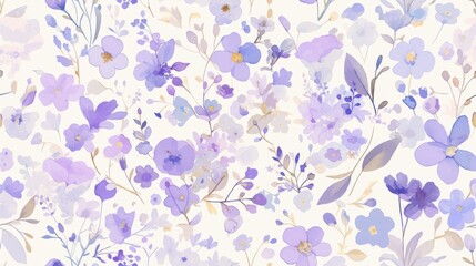 Wall Mural - Elegant light purple floral vector wallpaper on a white background Vibrant natural style flowers create a colorful pattern suitable for children s books