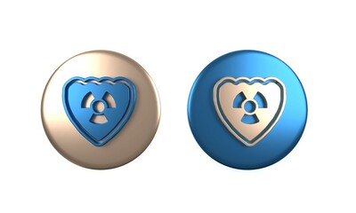 Sticker - Colorful Radioactive in shield icon isolated on white background. Radioactive toxic symbol. Radiation Hazard sign. Circle button. 3D render illustration