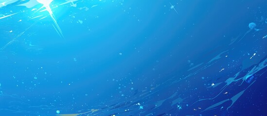 Poster - Serene underwater scene showcasing the shimmering surface of the sea ideal for design purposes with ample space for text