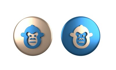 Poster - Colorful Monkey icon isolated on white background. Animal symbol. Circle button. 3D render illustration