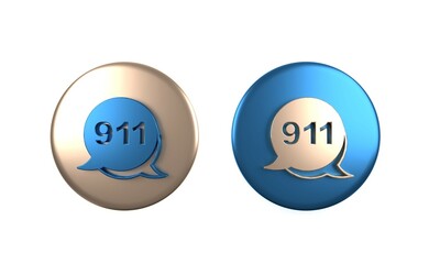 Poster - colorful telephone with emergency call 911 icon isolated on white background. police, ambulance, fir