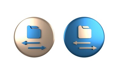 Aufkleber - Colorful Transfer files icon isolated on white background. Copy files, data exchange, backup, PC migration, file sharing concepts. Circle button. 3D render illustration