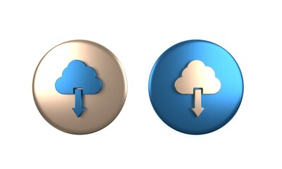 Aufkleber - Colorful Cloud download icon isolated on white background. Circle button. 3D render illustration