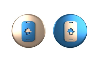 Aufkleber - Colorful Cloud technology data transfer and storage icon isolated on white background. Circle button. 3D render illustration