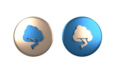 Poster - Colorful Storm icon isolated on white background. Cloud and lightning sign. Weather icon of storm. Circle button. 3D render illustration