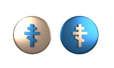 Sticker - Colorful Christian cross icon isolated on white background. Church cross. Circle button. 3D render illustration