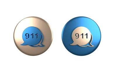Poster - colorful telephone with emergency call 911 icon isolated on white background. police, ambulance, fir