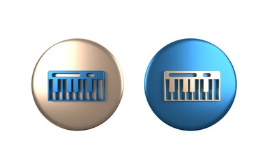 Sticker - Colorful Music synthesizer icon isolated on white background. Electronic piano. Circle button. 3D render illustration