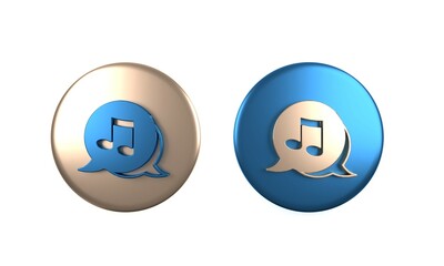Poster - colorful music note, tone icon isolated on white background. circle button. 3d render illustration