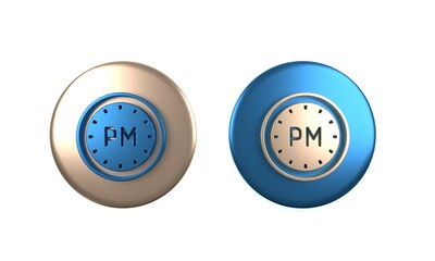 Poster - Colorful Day time icon isolated on white background. Time symbol. Circle button. 3D render illustration