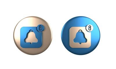 Aufkleber - Colorful Alarm clock app smartphone interface icon isolated on white background. Circle button. 3D render illustration