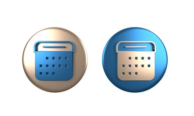 Poster - colorful calendar icon isolated on white background. event reminder symbol. circle button. 3d render