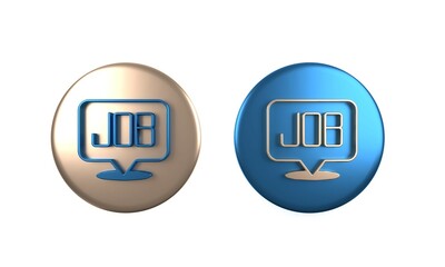 Poster - Colorful Search job icon isolated on white background. Recruitment or selection concept. Human resource and recruitment for business. Circle button. 3D render illustration