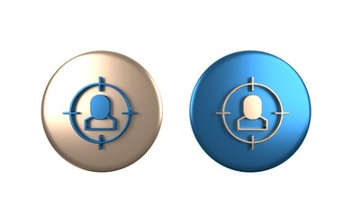 Poster - Colorful Head hunting icon isolated on white background. Business target or Employment sign. Human resource and recruitment for business. Circle button. 3D render illustration