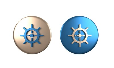 Wall Mural - Colorful Ship steering wheel icon isolated on white background. Circle button. 3D render illustration